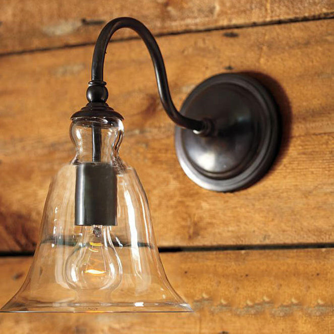 VintageGlow - Industrial wall lamp in vintage style with one clear glass clock