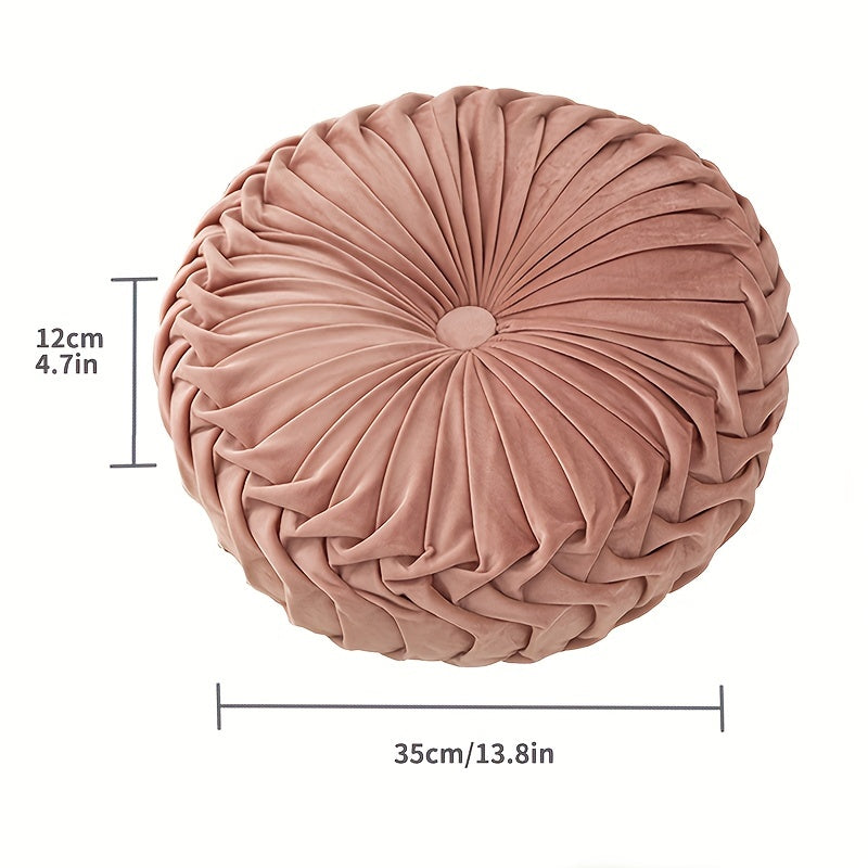 PumpkinVelvet - Round Cushion of Soft Velvet for Living Room and Office