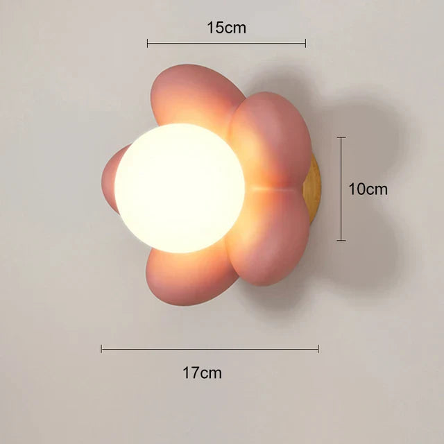 FloralGlimmer - Wall Lamp with Cream Flower