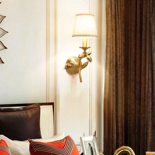 LumiFlora - Modern wall lamp with 1 arm and plant motif made of fabric 