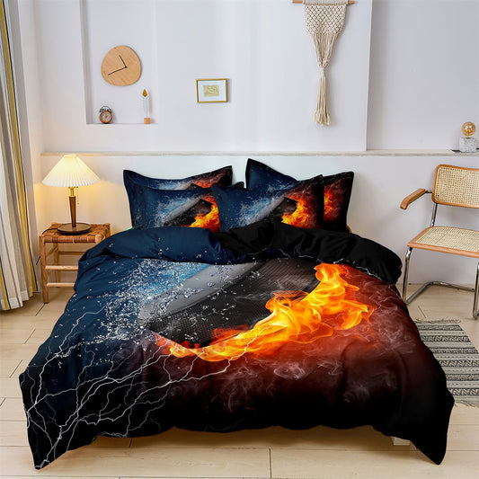 IceHockeyDreams - Ice Hockey Theme Duvet Cover Set for Kids and Teens