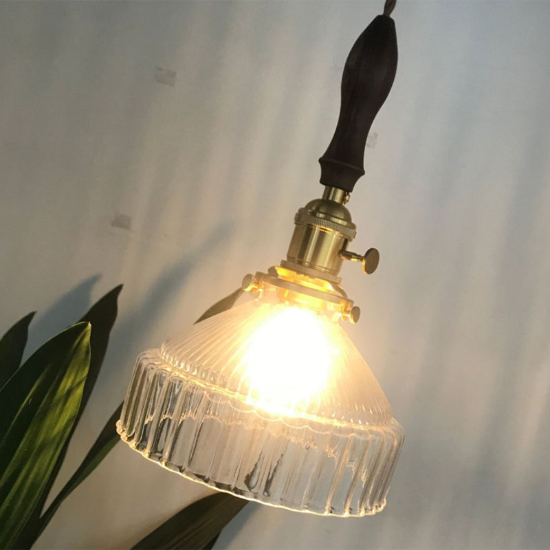 LoftGlow – Rustieke Hanglamp met Gestreept Glas