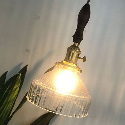 LoftGlow – Rustieke Hanglamp met Gestreept Glas