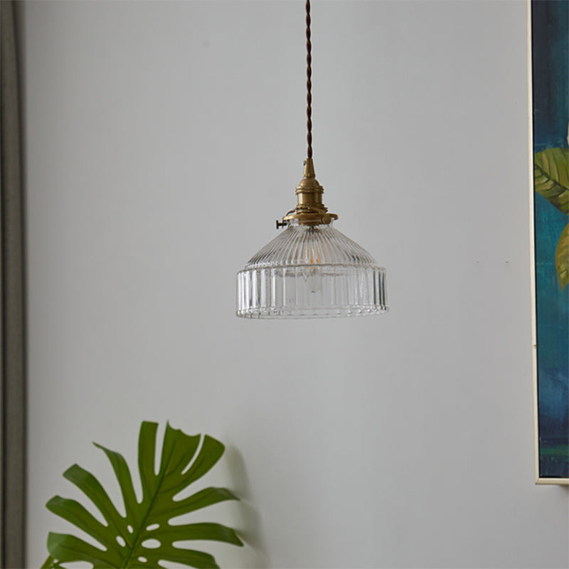 LoftGlow – Rustieke Hanglamp met Gestreept Glas