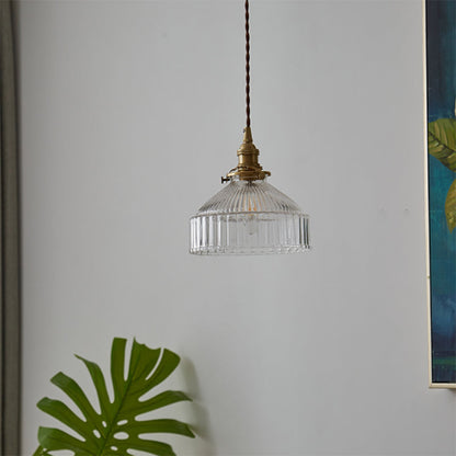 LoftGlow – Rustieke Hanglamp met Gestreept Glas