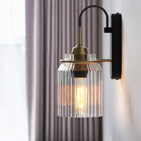 Vintage Wall Lamp with Engineered Glass Lampshade